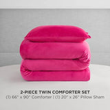 Juicy Couture Hot Pink Velour Twin/Twin XL Comforter Set - 2 Piece Luxury Bedding Ensemble Juicy Couture