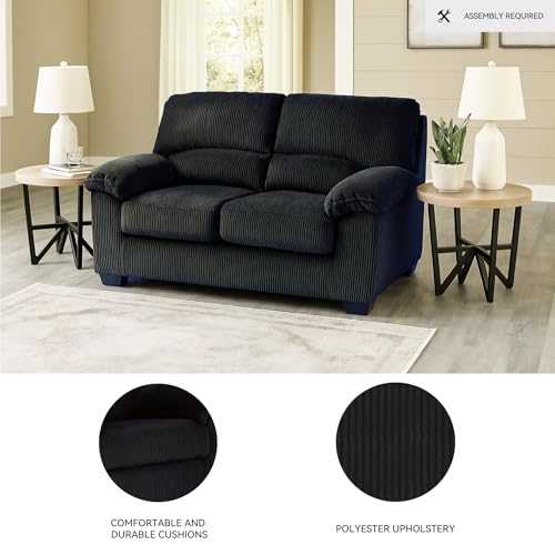 Signature Design by Ashley SimpleJoy Modern Loveseat for Living Room, Black Signature Design by Ashley