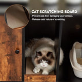 JanflyHome Cat Litter Box Enclosure with Power Outlet, 60'' Large Double Hidden Cat Litter Box Furniture with Shelf, Indoor Cat House Furniture with Cat Scratching Pad for 2 Cats, Vintage Brown… JanflyHome