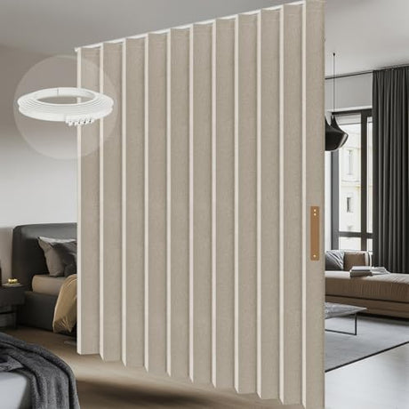 AJAZZ 100% Blackout Room Divider Curtains Screen Partitions, Blackout Sound Reducing Divider Room Panel for Doorway Glass Window Sliding Door Patio(Cream White, W100 x L84, 1 Pack) AJAZZ