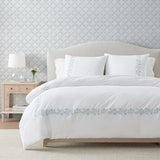 Martha Stewart - King Duvet Cover Set, 100% Soft Cotton Bed Set with a Smooth Cotton Percale Reverse, 3 Piece Floral Bedding with Matching Pillowcases (Garden Path Embroidery Blue) Martha Stewart