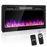 Winado 42" Electric Fireplace, Inserts/Wall Mounted Fireplace Heater with Remote Control, 12 Adjustable Flame Colors, Log & Crystal, 8H Timer for Living Room, Bedroom Inddoor Winado