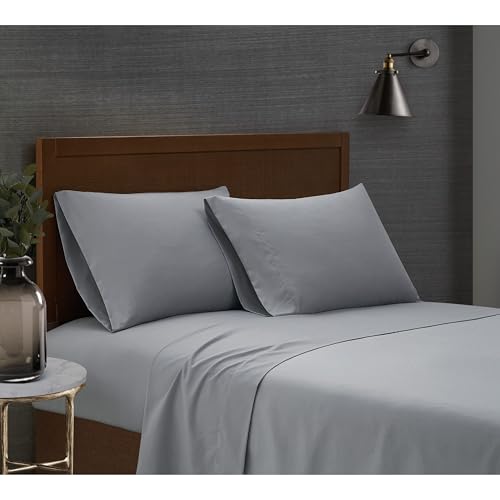 London Fog Garment Washed Solid Sheet Set Grey Microfiber 4-Piece Queen Sheet Set, Solid Themed, Deep Pocket, Adult and Teen, Oeko-TEX Certified LONDON FOG