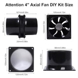 4.72" 12V Exhaust Duct Fan Kits with 4" Dual Duct Flanges Adapters Variable Speed Controller Small Inline Smoke Extractor Fan for DIY 3D Printer Enclosure Laser Engraver Soldering Small Grow Tents AMCHIXIN
