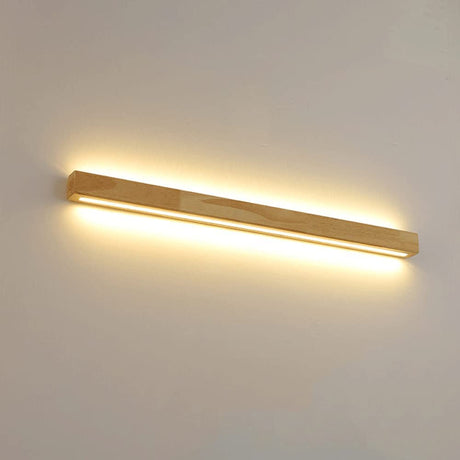 GLIDAX Minimalist Linear Wall Sconce LED Wooden Wall Light for Mirror Warm 3000K 24W Wall Light Long Strip Vanity Wall Lighting Fixture Solid Wood Sconces for Living Room Bedroom Decor GLIDAX