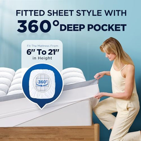 Premium Memory Foam Mattress Topper King for Ultra Comfort, 2 Inch Plush Pillow Top King Mattress Topper with Breathable Air Mesh Sides, Soft Mattress Pad Cover with Deep Pocket Fits 6-21" Mattress Biteany