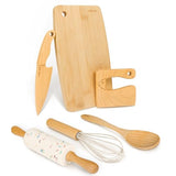 LUOLAO Wooden Kids Safe Knife and Kids Baking Set for Real Cooking, 6 PCS Toddler Montessori Kitchen Tools, Cooking and Baking for Kids Little Chefs LUOLAO