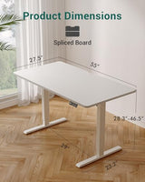 CubiCubi 55 x 28 Large Standing Desk, Height Adjustable Electric Computer Desk, 28" Deep Desktop, Sit Stand up Home Office Workstations with 4 Preset Heights, White CubiCubi