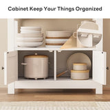 LIKIMIO Baker Rack with Power Outlet & Drawer, Coffee Bar Cabinet with Storage, Farmhouse Microwave Stand with Hutch and 5 Hooks for Kitchen, White LIKIMIO