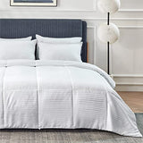 Bedsure Duvet Insert Queen Size - Lightweight Comforter, Quilted Cooling Duvet Insert, Down Alternative Summer Comforter with 8 Tabs, Ultra Soft, Striped, Machine Washable, Queen, White, 88x88 inches Bedsure