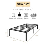 XXF Bed Frame, Metal Platform Bed Frame No Box Spring Needed, Bed with Heavy Duty Strong Support Slats, Noise Free, Easy to Assembly, Under Bed Storage (14 Inch, Twin) XXF
