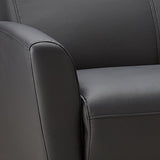 Lorell Accession Reception Loveseat, 55" x 22" x 31.25", Black Bonded Leather with Mahogany Legs Lorell