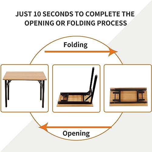 Need Folding Desk for Home Office 39-3/8 inch Length Modern Folding Table Computer Desk No Install Needed Rustic Brown Desktop Black Frame AC5FB(100 * 60) Need