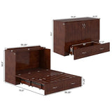 AFI, Southampton Murphy Bed Chest Full with 6" Mattress, Built-in USB Charger & Storage Drawer, Walnut AFI
