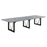 nbf signature series District Conference Table 12' ft Stormy Gray/Black Base | Industrial Design, Laminate Top, Cable Management, Grommet Covers, Solid Wood Frame nbf signature series