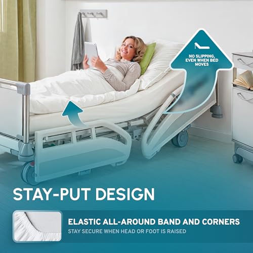 White Classic Fitted Hospital Bed Sheets Set of 3, Cotton Fitted Sheet with 200 Thread Count, Soft Standard Sheets for Hospital Bed Size: 36" x 80" x 9" White Classic