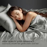 Madison Park Satin Sheets Split King Size, Luxurious Silky Bed Sheets, Elastic 14" Pocket fits up to 16" Mattress, Wrinkle-Free, Soft Satin Bed Sheet Set, Grey 7 Piece Madison Park