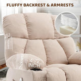 Massage Rocking Recliner Chair, Ergonomic Recliners Sofa with Vibration Massage & Heat, Rocking Chair Nursery Chair for Living Room Lounge with 4 Pockets, 2 Cup Holdersrt, Beige