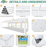 COBIZI 10x30FT Party Tent Heavy Duty Event Shelter Outdoor Wedding Gazebo Canopy Tent for Parties Carport BBQ Commercial with Removable Sidewall Windows, Powder Coating (Better Than Galvanized),White COBIZI