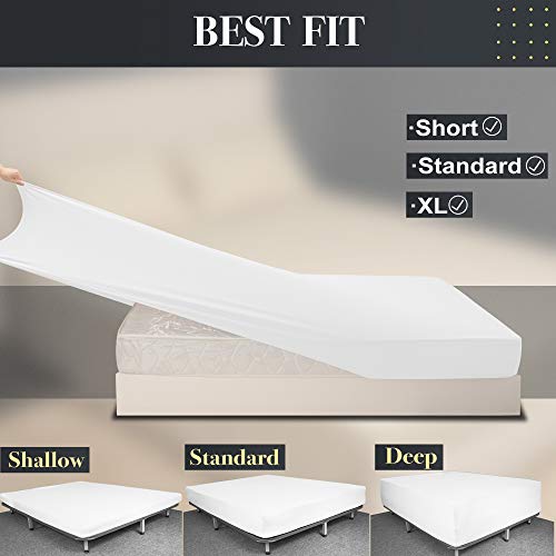 Soft Stretch Full Size Fitted Sheet Only - Jersey Knit, 4-Way Stretchy Snug Fit, Wrinkle Free & Stay in Place, No More Slipping Off for Mattress, Soft & Comfortable - White, Full N&Y HOME