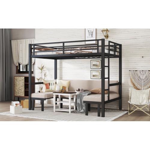 Harper & Bright Designs Full Over Full Pull-Out Metal Bunk Bed, Lower Bunk Can be Pulled Out in Three Sections, Top Bed Equipped with Safety Guardrails, Black Harper & Bright Designs