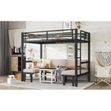 Harper & Bright Designs Full Over Full Pull-Out Metal Bunk Bed, Lower Bunk Can be Pulled Out in Three Sections, Top Bed Equipped with Safety Guardrails, Black Harper & Bright Designs