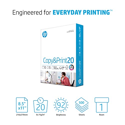HP Printer Paper | 8.5 x 11 Paper | Copy &Print 20 lb | 1 Ream Case - 500 Sheets| 92 Bright | FSC Certified | 200060