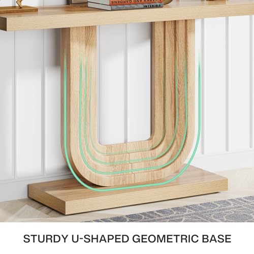 Tribesigns Farmhouse Entryway Table, 39" Narrow Console Table with Geometric Base, Wood Skinny Sofa Table Behind Couch with Storage for Living Room, Hallway, Foyer, Entrance Tribesigns