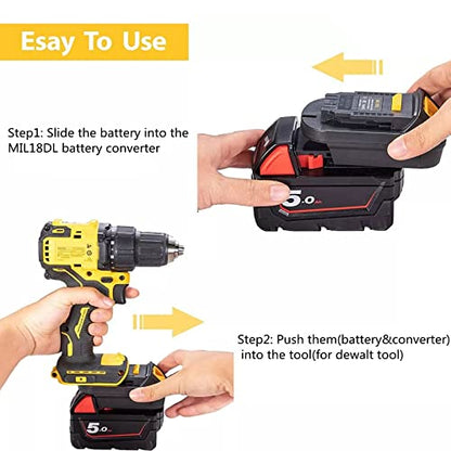 MIL18DL Adapter for Milwaukee to for Dewalt Battery, for Milwaukee M18 18V Lithium Battery Convert to for Dewalt 20V MAX XR Lithium Battery,Power for Dewalt 20V Cordless Tools - WoodArtSupply