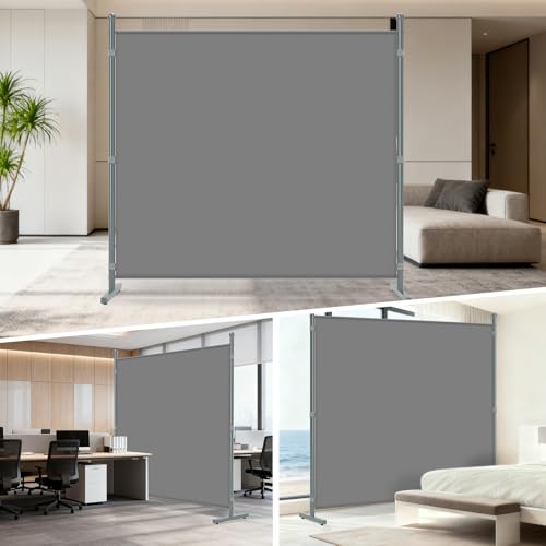 AKTOP Room Divider, Freestanding Single Panel Privacy Screen, Portable Temporary Wall Dividers for Room Separation, Large Room Partitions and Separators for Home, Office, Dorm, 71''W x 71''H, Grey AKTOP