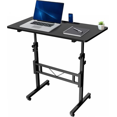 VIVO Mobile 32 x 16 inch Computer Workstation, Standing Portable Desk with Wheels for Laptop Work, Home Office, Black, CART-V02A VIVO