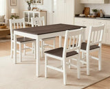 chairus Dining Table Set for 4 Farmhouse Dining Table and Chairs Set Wooden Rectangle Dinette Set of 5 for Small Space Kitchen Dining Room Living Room, Brown/White chairus