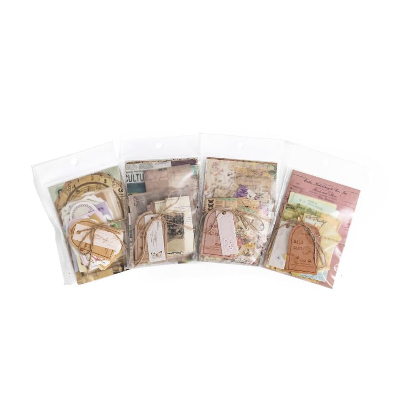 VIVIQUEN 400 Sheets Vintage Textured Scrapbook Paper Set – 4 Nature Themes Retro Mixed Special Paper for Scrapbooking Planner Bullet Junk Journal Supplies Collage Card Embellishment VIVIQUEN