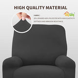 Easy-Going 4 Pieces Microfiber Stretch Recliner Slipcover – Spandex Soft Fitted Sofa Couch Cover, Washable Furniture Protector with Elastic Bottom for Kids, Pet(Recliner, Dark Gray)