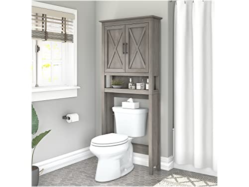 Bush Furniture Key West Over The Toilet Storage Cabinet in Driftwood Gray Bush Business Furniture