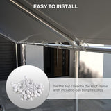 Outsunny 10' x 20' Carport Replacement Top Canopy Cover, UV Resistant and Water Resistant Car Port Portable Garage Tent Cover with Ball Bungee Cords, Outsunny