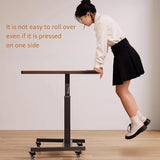 RJYYYDS Foldable Manual Crank Standing Desk, Adjustable Sit-Stand Office Desk with Movable Wheels, Easy to Install for Home and Office,Brown-One Size RJYYYDS