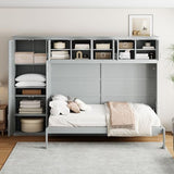 Merax Queen Size Murphy Bed with Cabinets, Gray Merax