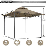 ABCCANOPY Gazebos for Patios 8x8 - Outdoor Steel Frame Gazebo for Lawn Backyard Garden Deck (Khaki) ABCCANOPY