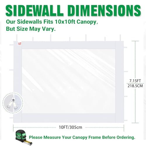 Acepic Clear Canopy Sidewalls for 10x10 Pop Up Tent, Transparent Window Curtain Cloth, 8 Mil PVC Enclosure Fabric with Zipper, 3Pack Sidewalls Only, (White) Acepic