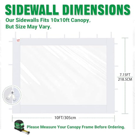 Acepic Clear Canopy Sidewalls for 10x10 Pop Up Tent, Transparent Window Curtain Cloth, 8 Mil PVC Enclosure Fabric with Zipper, 3Pack Sidewalls Only, (White) Acepic