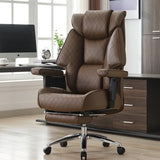 EXCEBET Big and Tall Office Chair with Footrest, PU Leather High Back Executive Office Chair 400lbs, Ergonomic Computer Chairs Lumbar Support for Heavy People (Brown) EXCEBET