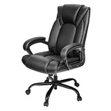 OUTFINE Office Chair Executive Office Chair Desk Chair Computer Chair with 5-Year hydrolysis-Resistant Leather Spring Cushion Ergonomic Support Tilting Function Upholstered in Bonded Leather Black OUTFINE