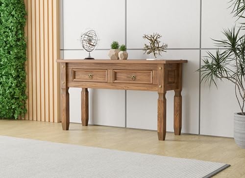 Home Wood Furniture- 2 Drawer Console Table, Sofa Table, Narrow Entryway Table, Accent Table for Hallway and Living Room - WoodArtSupply