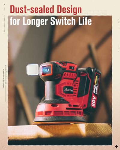 AVID POWER 20V Cordless Orbital Sander 5 Inch Electric Sander Tool with 6 Variable Speeds 7000-11000 RPM Battery Powered Sanders for Woodworking, 30 Pcs Sandpapers and Dust Collection Bag AVID POWER