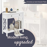 Coventry 32-Inch Wood Console Table with Drawer & Lower Shelf – Traditional to Contemporary Sofa Table with Open Side Accent Design for Entryway, Hallway or Living Room by Alaterre Furniture (White) Alaterre Furniture