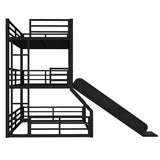 Bellemave Triple bunk beds with Slide Twin Over Twin Over Full Triple Bed Frame 3 Bunk Beds for Kids Teens Boys Girls with Ladder/Full-Length Guardrails, Black Bellemave
