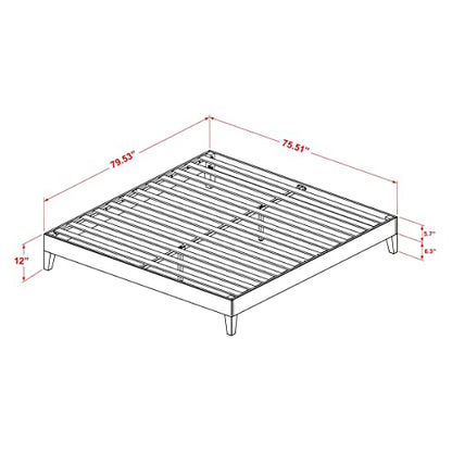 King Size Walnut Platform Bed Frame with Sturdy Hardwood Legs by East West Furniture - WoodArtSupply