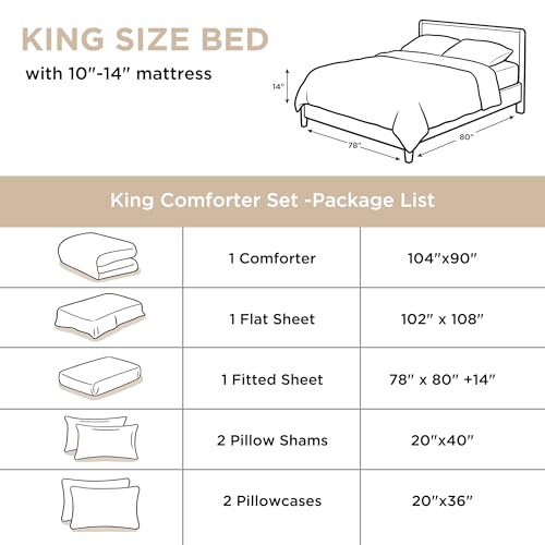 Andency King Size Comforter Set - 7 Pieces Bed in a Bag King Bedding Comforter Sets Oatmeal, Winter Solid Soft Lightweight Comforter with Fitted Sheets, Flat Sheets, Pillowcases & Shams Andency