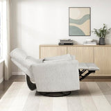 Lexicon Upholstered Swivel Recliner Chair - 360 Swivel Accent Chair Nursery Glider, Manual Recliner with Pull Handle, Microfiber, 2 Pillows, Easy Pull-Handle for Living Room/Bedroom/Apartment, Beige